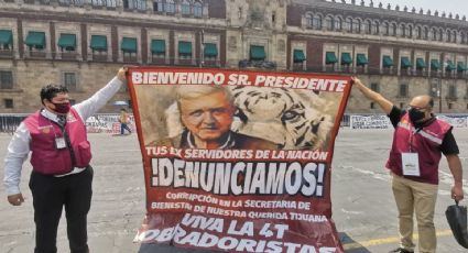 Servidores de la Nación se manifiestan frente a Palacio Nacional; acusan corrupción en la Secretaría del Bienestar