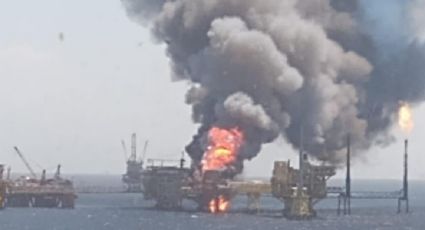 Reportan incendio de plataforma marina Ku-Alfa de Pemex en Campeche