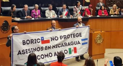 Grupo Plural protesta en el Senado contra AMLO en visita del presidente de Chile: “Boric no protege asesinos en Nicaragua”
