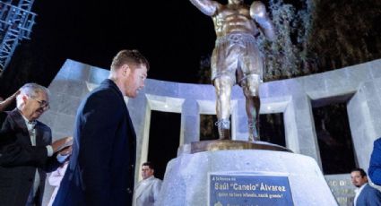 'Canelo' Álvarez es inmortal... Develan estatua del boxeador mexicano en su natal Juanacatlán