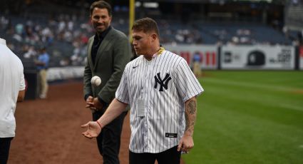 'Canelo' Álvarez calienta el brazo para pelea con Golovkin y lanza primera bola en Yankee Stadium