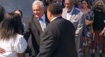 En homenaje a Martin Luther King en Washington, AMLO saluda al hijo del activista