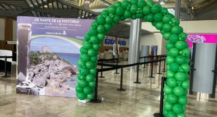 Mostrador de Mexicana de Aviación en el AIFA luce vacío tras la salida del primer vuelo; su oferta de viajes es limitada