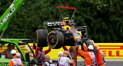 Checo Pérez sufre accidente en la primera práctica del Gran Premio de Hungría y daña la parte delantera de su auto