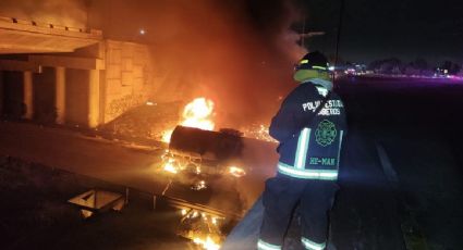 Muere un hombre por la explosión de una pipa de combustible en Puebla