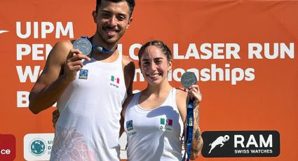 Los pentatletas mexicanos Tamara Vega y Lorenzo Macías se cuelgan medalla de plata en el Mundial de Láser-run