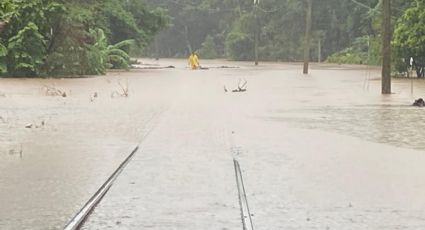 Fuertes lluvias por "Once-E" en Oaxaca provocan inundación en tramo del Tren Interoceánico