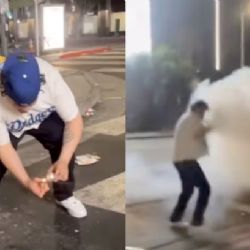 ¡Escalofriante! Aficionado de los Dodgers se vuela la mano al encender un cohete durante los festejos tras ganar la Serie Mundial