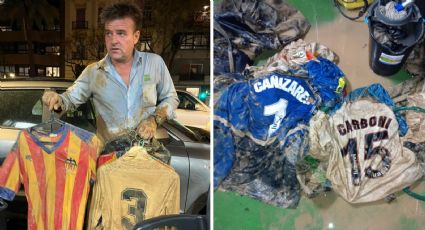 Aficionado del Valencia arriesga la vida para rescatar su colección de playeras de las inundaciones provocadas por DANA