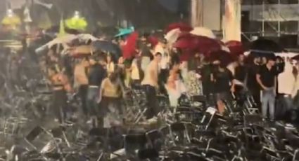 Jóvenes causan desmanes en mitin de Sheinbaum y Delgadillo en Guadalajara tras cancelarse participación de Santa Fe Klan por la lluvia