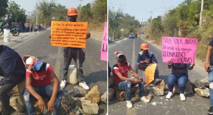 Habitantes bloquean carretera a Chilpancingo para exigir la salida de policías comunitarios en Chichihualco; los acusan de pertenecer a Los Tlacos