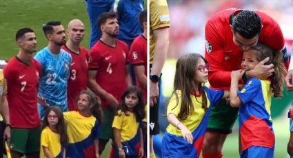 ¡La reacción más tierna de la Euro! Niña se sorprende al tocar a Cristiano Ronaldo, quien le corresponde con un beso