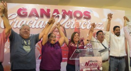 “Los arrastramos”, afirma Nahle en la Plaza Lerdo al celebrar su triunfo por la gubernatura de Veracruz; aún no hay resultados oficiales