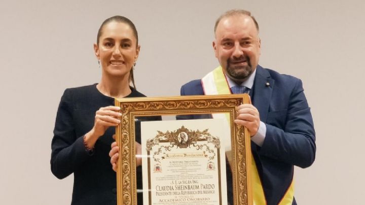 Sheinbaum recibe premio de cultura de paz y es nombrada honoraria de la Academia Bonifaciana