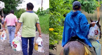Alcaldesa morenista de Poza Rica utiliza la tragedia tras inundaciones para promocionarse en despensas