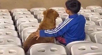 Felicidad pura: Niño se vuelve viral al sentarse junto a su perro en la grada y ver el juego de su equipo en Argentina