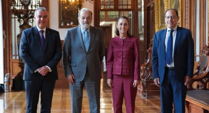 Sheinbaum se reúne con Carlos Slim y Francisco Cervantes en Palacio Nacional para analizar la economía mexicana