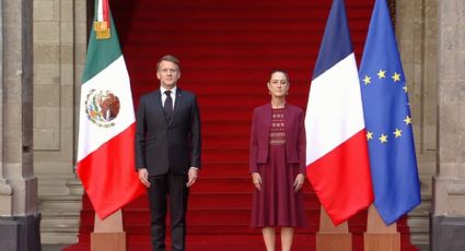 Sheinbaum recibe en Palacio Nacional a Macron para abordar temas económicos y la devolución de algunos códices