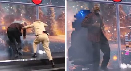 ¡Divertido ‘Shaq-Attack’! Shaquille O’Neal, leyenda de la NBA, rompe el panel de un foro de televisión durante la transmisión de Navidad