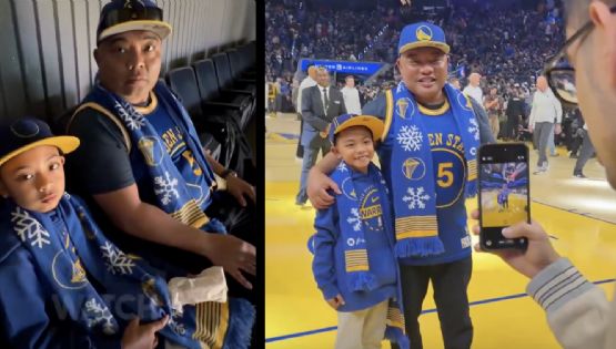 ¡Regalo inolvidable! Aficionados de los Warriors pasan de la última a la primera fila en el juego de Navidad y conocen a su ídolo