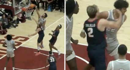Basquetbolista propina un puñetazo a un rival que le hizo una espectacular clavada durante un juego universitario en EU