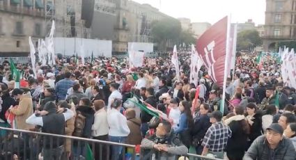 Asistentes a la concentración de Sheinbaum empiezan a arribar al Zócalo desde la madrugada