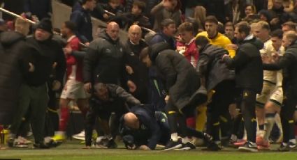 ¡Se vaciaron las bancas! Partido en la Segunda División del futbol inglés termina en acalorada pelea en la cancha