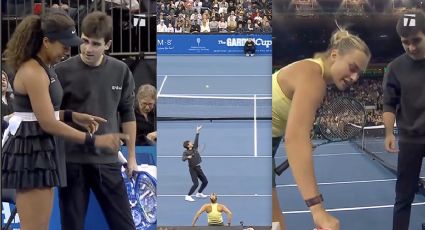 Las tenistas Aryna Sabalenka y Naomi Osaka bajan de la tribuna a un fan para que dispute unos puntos con ellas: le declara su amor a la bielorrusa