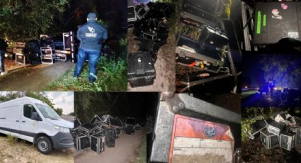 Hallan instrumentos y equipo robado de Los Ángeles Azules en un camino de terracería en localidad de Puebla