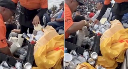 Exhiben a vendedores de cerveza rellenando los vasos con agua sucia durante la Serie Nascar celebrada en la CDMX