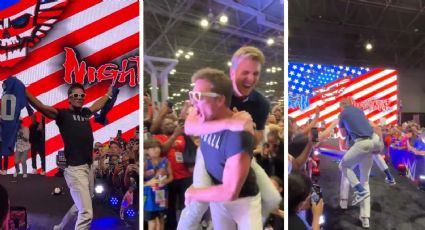 ¡Reviven rivalidad! Tom Brady ‘rompe’ un jersey de los Giants y Eli Manning aparece para aplicarle un 'candado al cuello' al estilo de la WWE