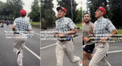 ¡Corre, Forrest, corre! Participante del Medio Maratón de la CDMX se hace viral tras caracterizarse como Forrest Gump