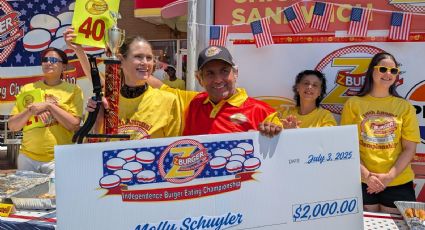 Celebraciones del 4 de julio: mujer rompe récord al comer 40 hamburguesas en 10 minutos