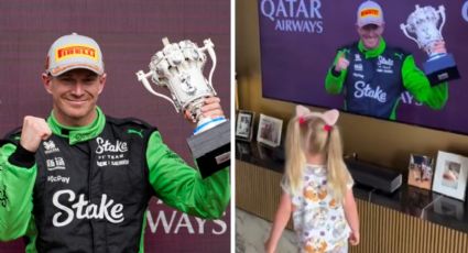 ¡Orgullosa de papá! Hija de Nico Hülkenberg festeja frente a un televisor el primer podio del piloto alemán en la Fórmula Uno