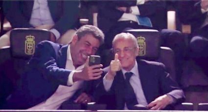 En ‘modo fan’: Arturo Elías Ayub, accionista del Oviedo, se toma una selfie con Florentino Pérez, presidente del Real Madrid