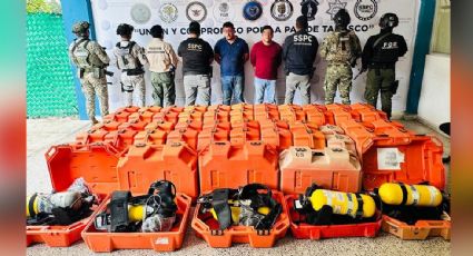 Aprehenden en Tabasco a dos sujetos por robo en la plataforma de Pemex en Campeche