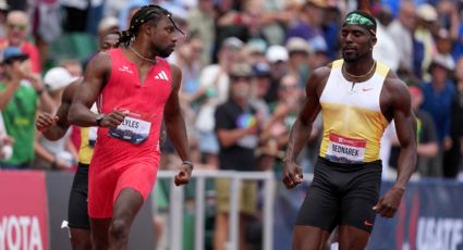 ¡Hay tiro! Noah Lyles vence a Kenny Bednarek en la final de 200 metros de EU y tras cruzar la meta hubo un empujón y casi llegan a los golpes