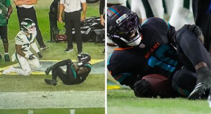 ¡Terrible lesión! A Tyreek Hill, receptor de los Dolphins, se le dobla la rodilla izquierda ante los Jets, sale en camilla y directo al hospital