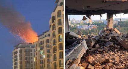 El ucraniano Giorgi Sudakov, futbolista del Benfica, muestra la forma en la que misiles rusos destruyeron su departamento en Kiev