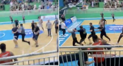Árbitro sufre terrible agresión durante un partido de basquetbol: es perseguido por tres sujetos que lo derriban y patean