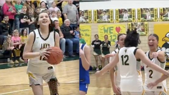 ¡Realiza su sueño! Estudiante que padece cáncer cumple su deseo y anota la primera canasta en partido de basquetbol colegial