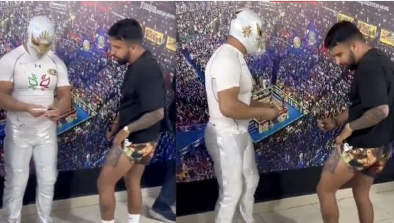 Se subió a un ladrillo: el luchador Místico vuelve a desairar a un fan que le enseñó un tatuaje suyo; lo ignoró y lo corrió