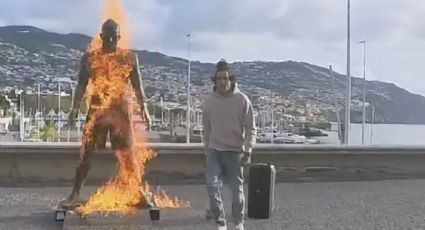 Tiktoker portugués prende fuego a la estatua de Cristiano Ronaldo y deja extraño mensaje: “Esta es la última advertencia de Dios”