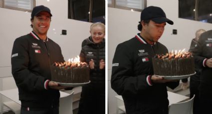 Cumpleaños de Checo Pérez: Le cantan ‘Happy Birthday’ en Cadillac y el piloto mexicano apaga las velas del pastel al tercer intento