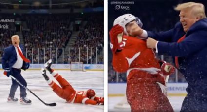 Trump vuelve a usar la IA y difunde un video en el que juega al hockey con EU ante Canadá e incluso golpea a jugadores rivales