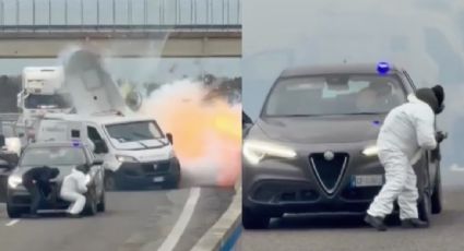 Captan asalto contra automóviles blindados en Italia en medio de explosiones y balacera