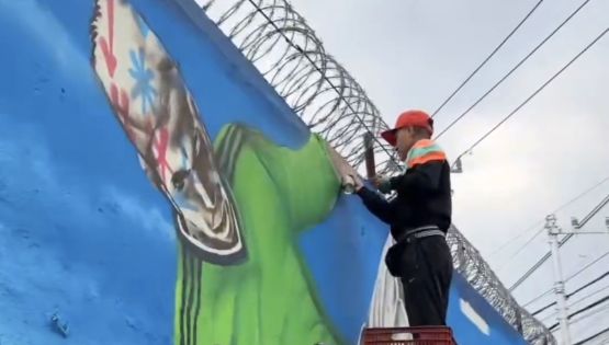 Pintan mural de Cristiano Ronaldo con playera de México en las inmediaciones del Estadio Azteca: “Aunque sea que la gente lo vea aquí”