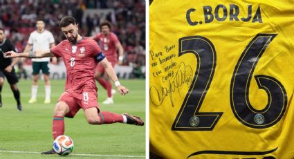Bruno Fernandes, jugador de Portugal, recibe playera del América de su excompañero Cristian Borja: “Para mi hermano, con cariño”