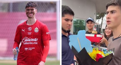 ‘La Hormiga’ González recibe pastelazo por su cumpleaños 23 en la práctica de Chivas; la afición lo llena de regalos