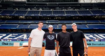 Nadal, Courtois, Sinner y Bellingham juegan tenis en el Bernabéu